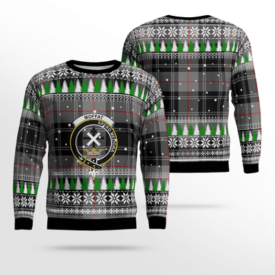 Clan Moffat Modern Crest Tartan Christmas Ugly Sweater