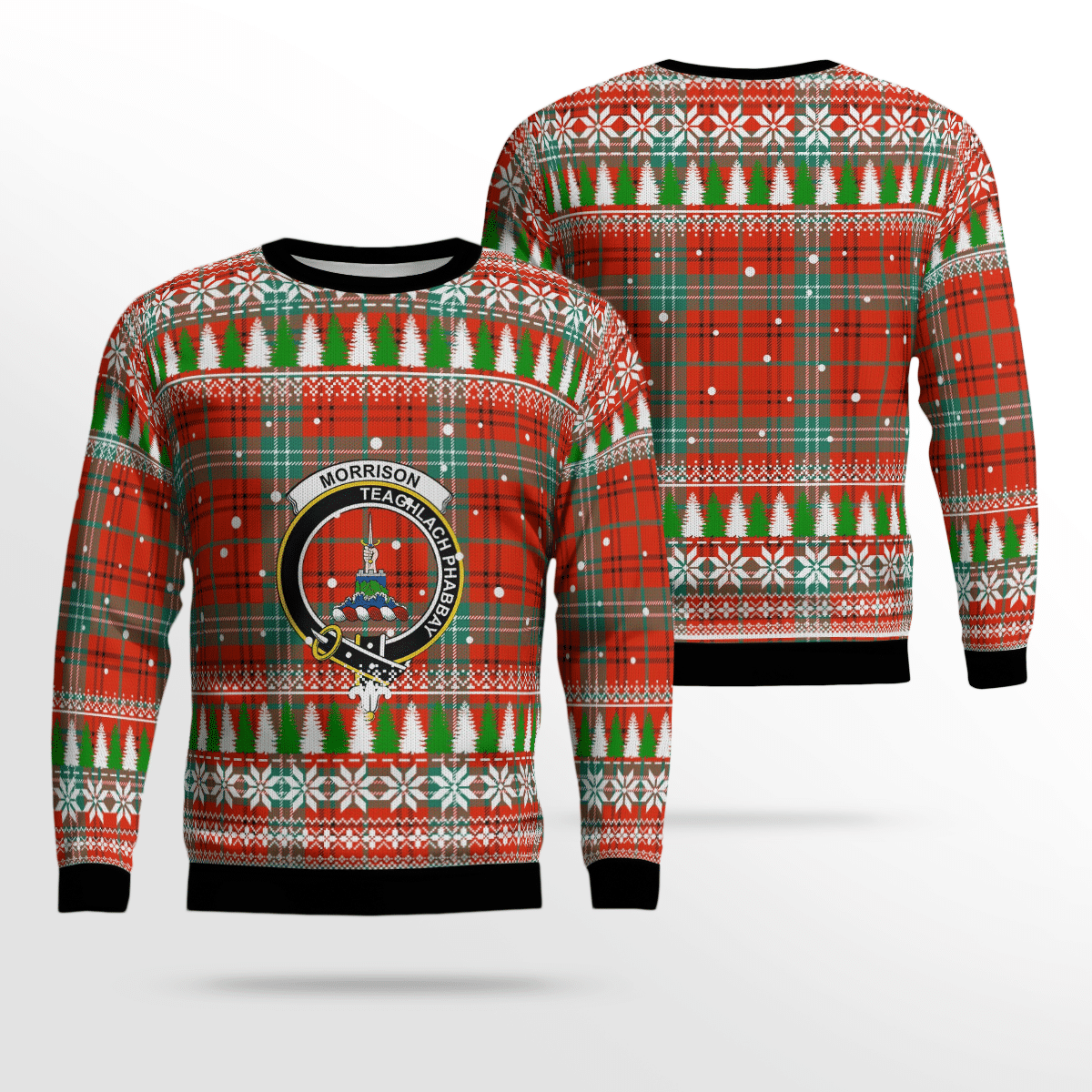 Clan Morrison Red Ancient Crest Tartan Christmas Ugly Sweater RE12 Morrison Red Ancient Crest Tartan Tartan Ugly Sweater   