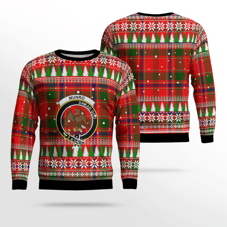 Clan Munro Modern Crest Tartan Christmas Ugly Sweater JX16 Munro Modern Crest Tartan Tartan Ugly Sweater   