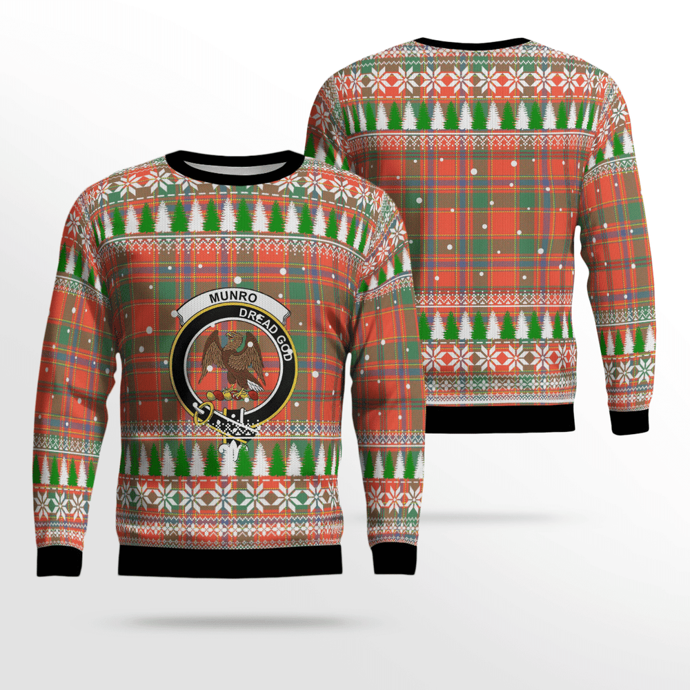 Clan Munro Ancient Crest Tartan Christmas Ugly Sweater BS74 Munro Ancient Crest Tartan Tartan Ugly Sweater   