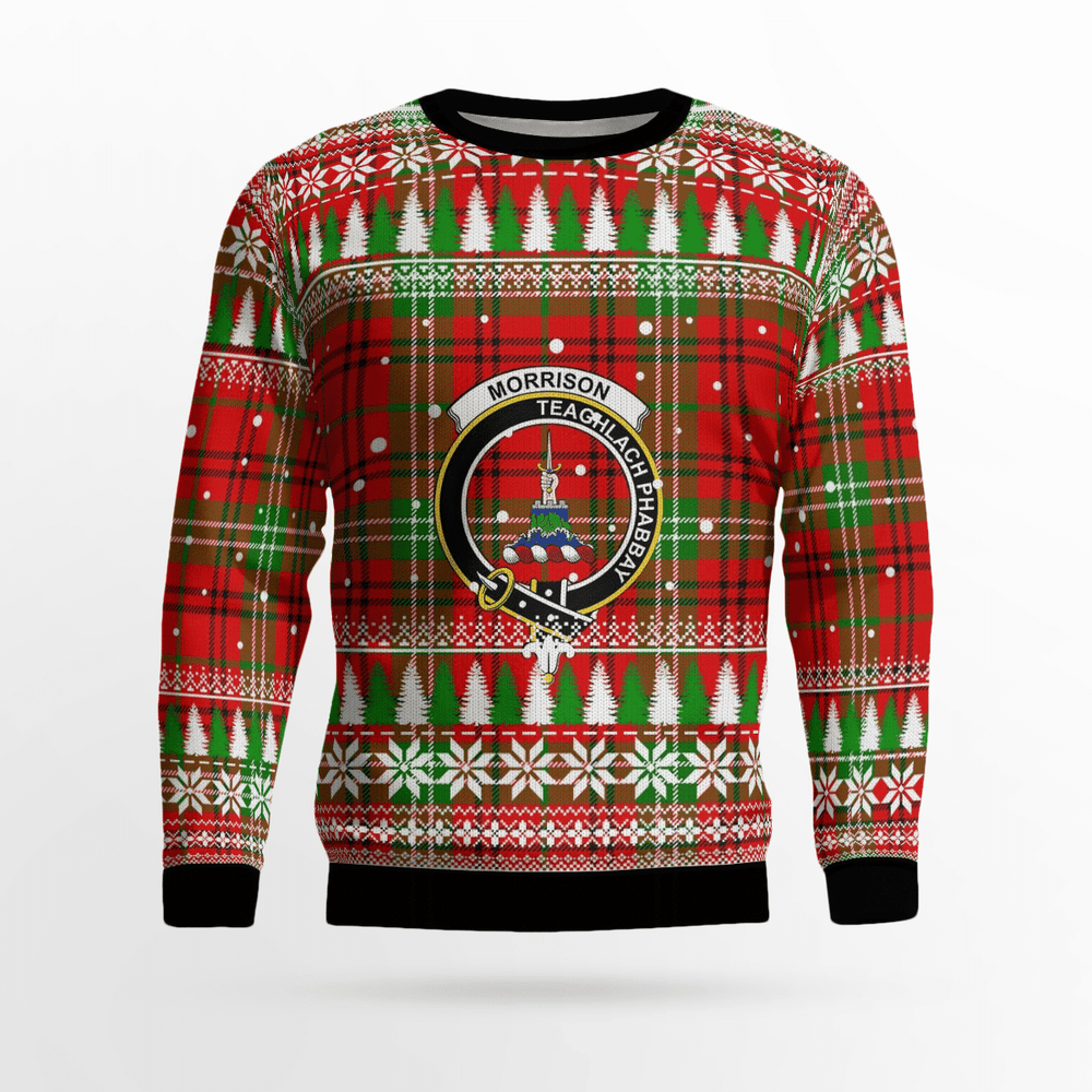 Clan Morrison Red Modern Crest Tartan Christmas Ugly Sweater TL17 Morrison Red Modern Crest Tartan Tartan Ugly Sweater   