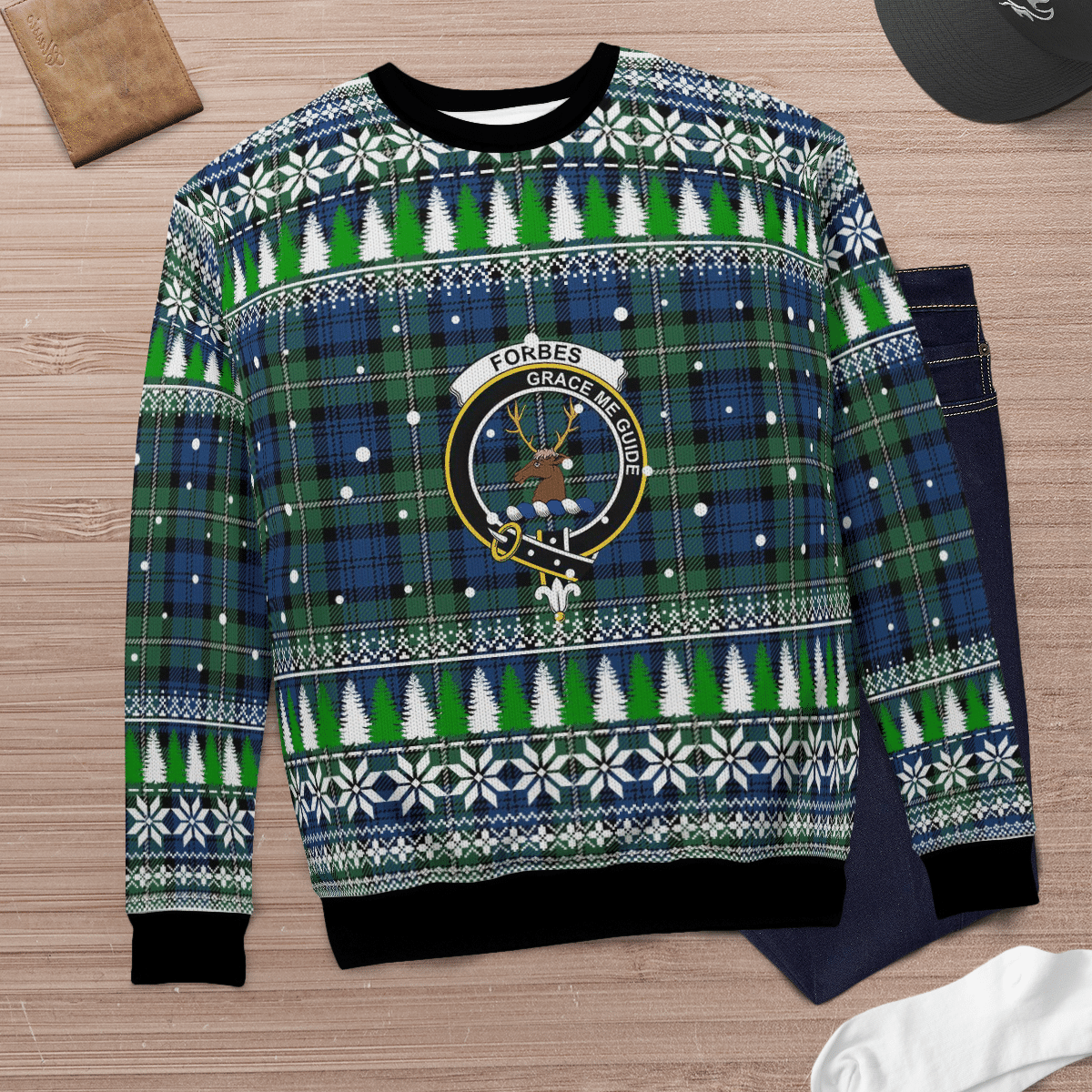 Clan Forbes Ancient Crest Tartan Christmas Ugly Sweater FK76 Forbes Ancient Crest Tartan Tartan Ugly Sweater   