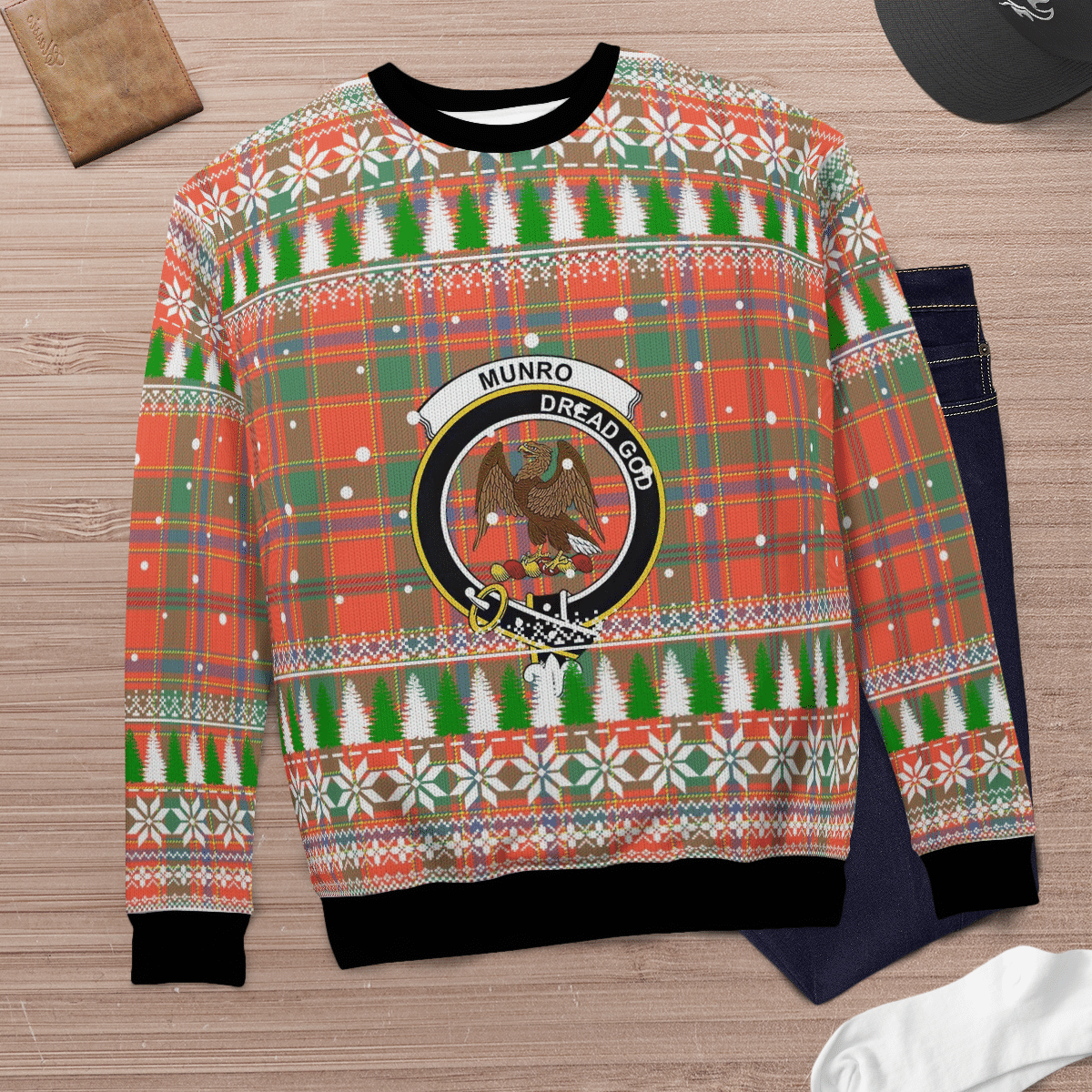 Clan Munro Ancient Crest Tartan Christmas Ugly Sweater BS74 Munro Ancient Crest Tartan Tartan Ugly Sweater   