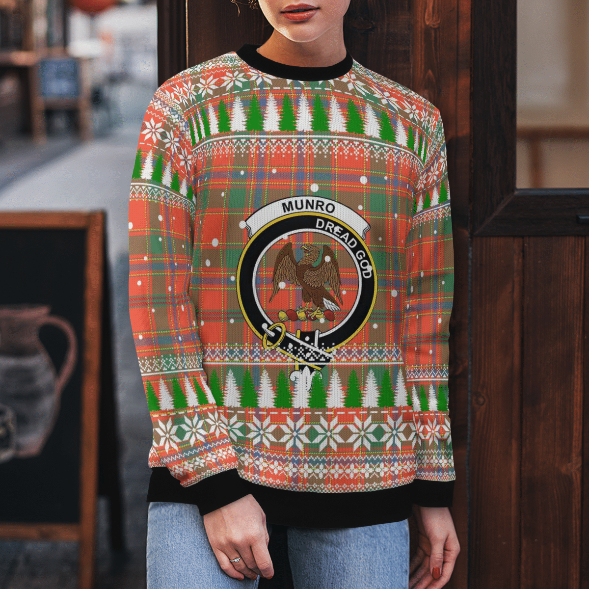 Clan Munro Ancient Crest Tartan Christmas Ugly Sweater BS74 Munro Ancient Crest Tartan Tartan Ugly Sweater   
