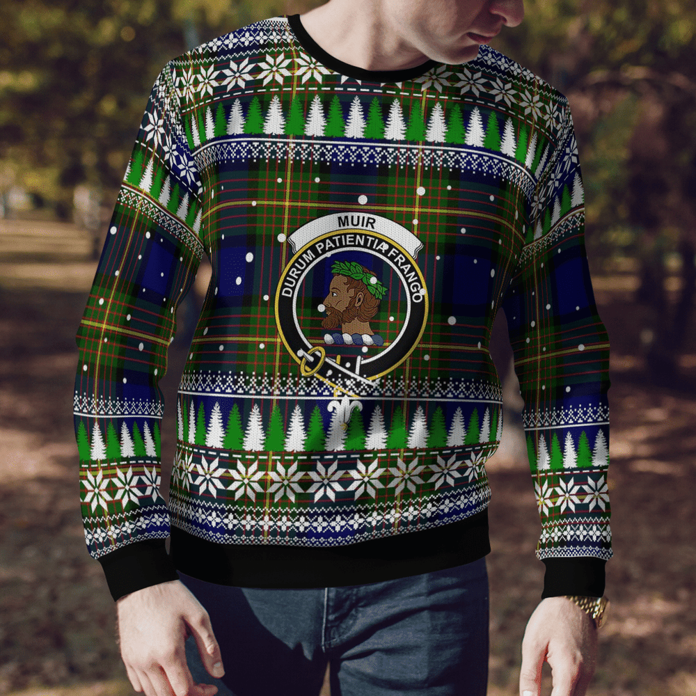 Clan Muir Crest Tartan Christmas Ugly Sweater RD70 Muir Crest Tartan Tartan Ugly Sweater   
