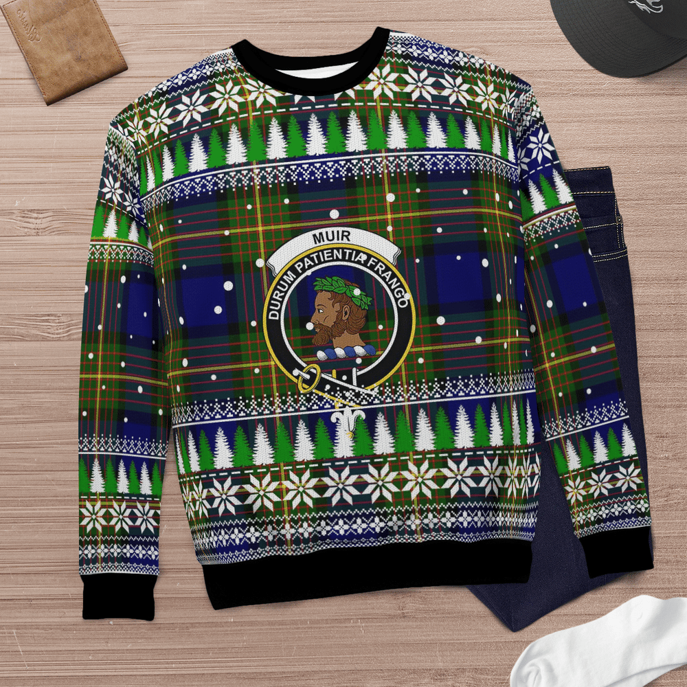 Clan Muir Crest Tartan Christmas Ugly Sweater RD70 Muir Crest Tartan Tartan Ugly Sweater   
