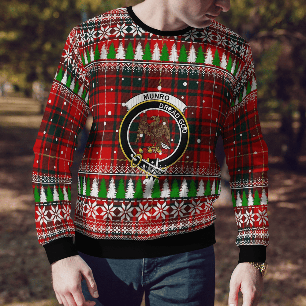 Clan Munro Modern 1 Crest Tartan Christmas Ugly Sweater PZ74 Munro Modern 1 Crest Tartan Tartan Ugly Sweater   