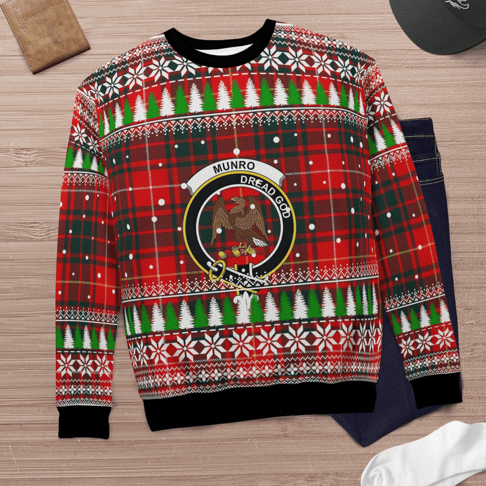 Clan Munro Modern 1 Crest Tartan Christmas Ugly Sweater PZ74 Munro Modern 1 Crest Tartan Tartan Ugly Sweater   