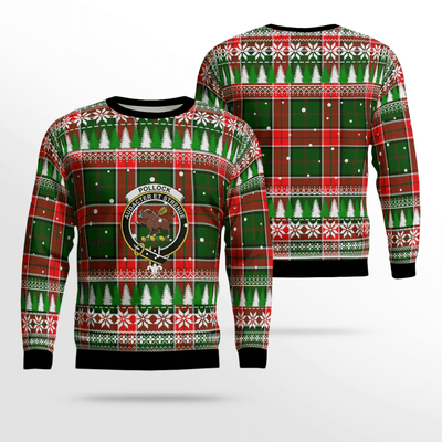 Clan Pollock Modern Crest Tartan Christmas Ugly Sweater