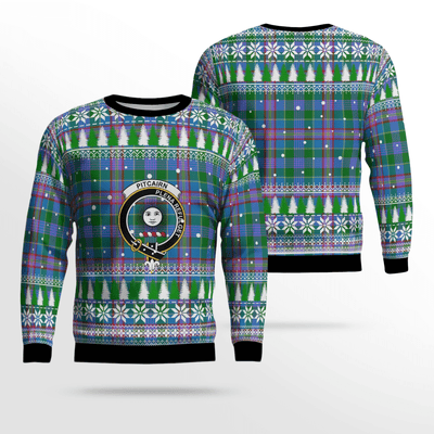 Clan Pitcairn Hunting Crest Tartan Christmas Ugly Sweater