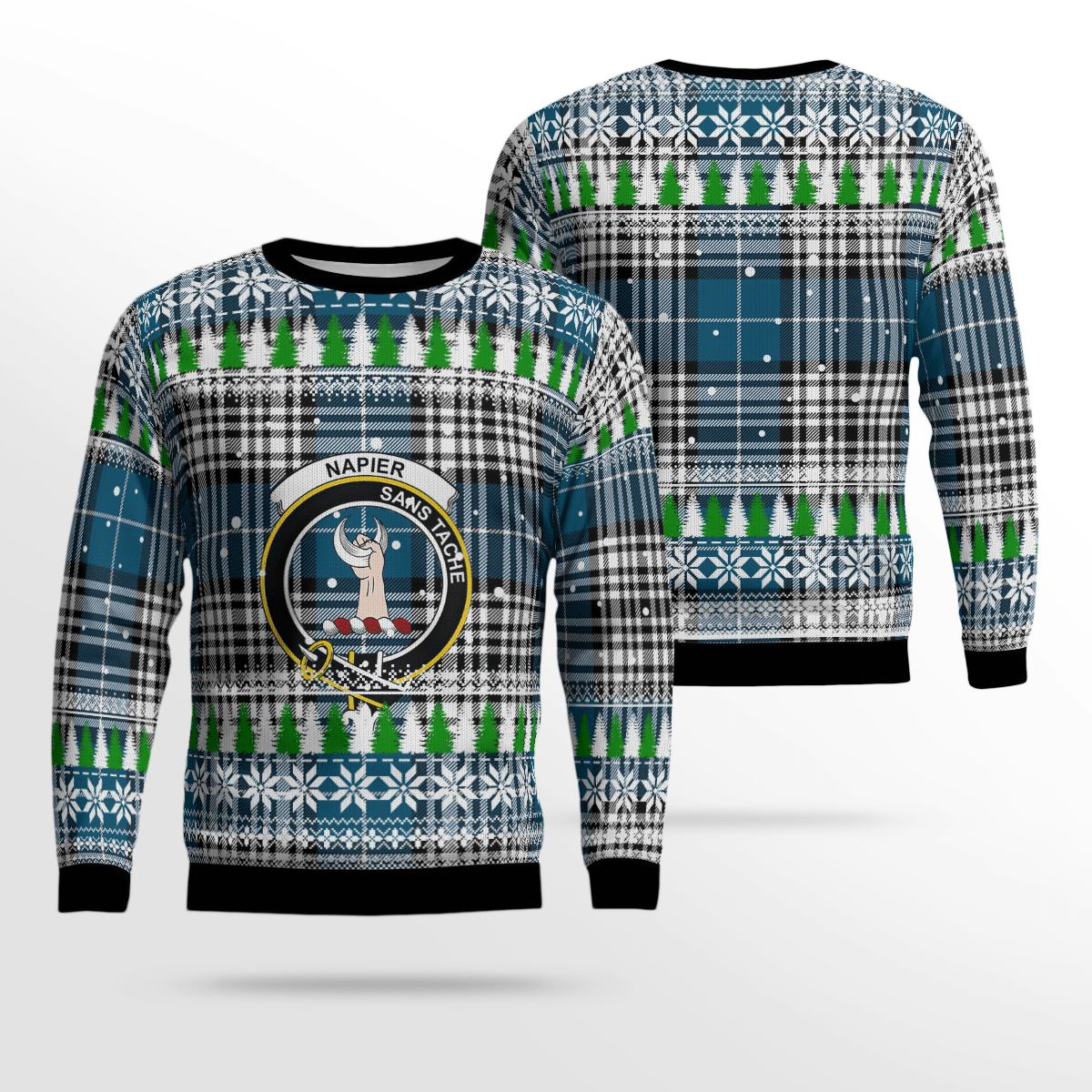 Clan Napier Modern Crest Tartan Christmas Ugly Sweater LS41 Napier Modern Crest Tartan Tartan Ugly Sweater   