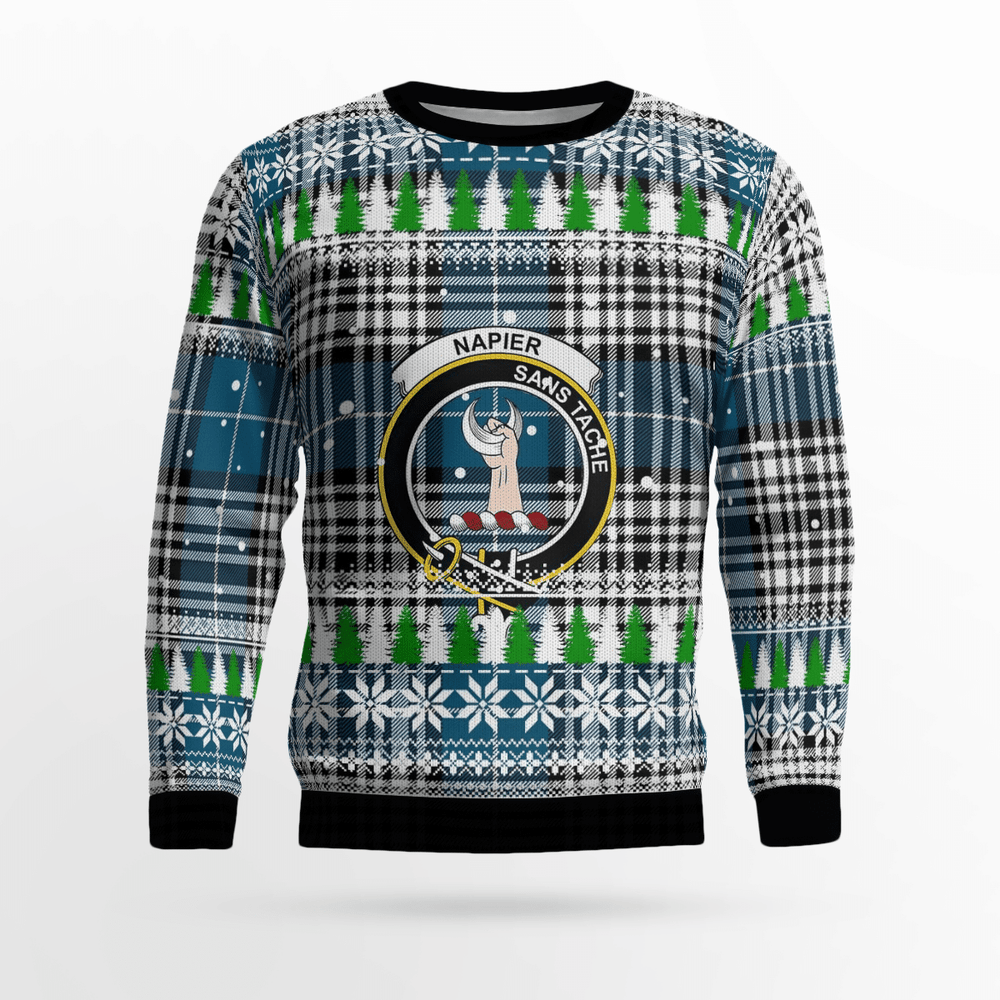 Clan Napier Modern Crest Tartan Christmas Ugly Sweater LS41 Napier Modern Crest Tartan Tartan Ugly Sweater   