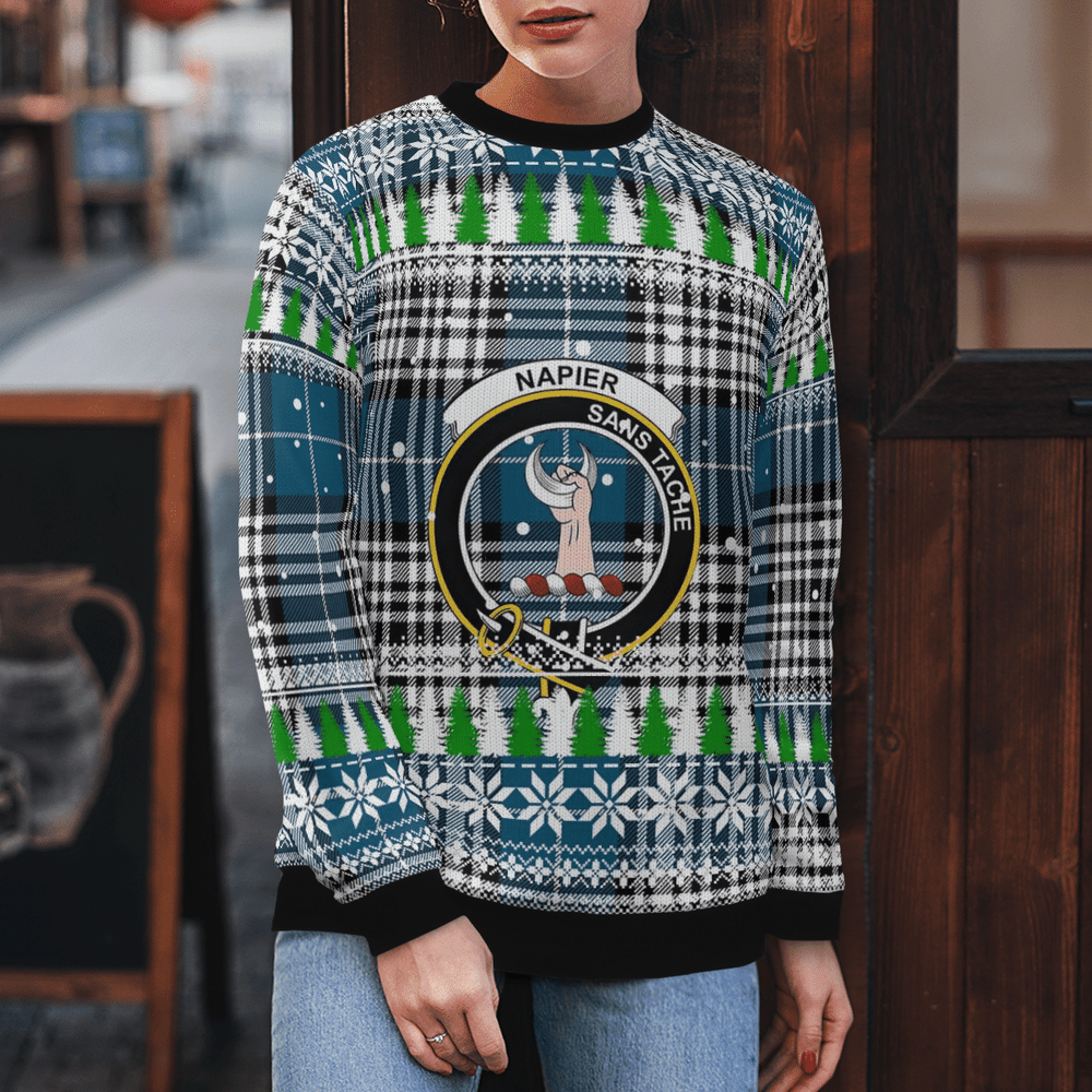 Clan Napier Modern Crest Tartan Christmas Ugly Sweater LS41 Napier Modern Crest Tartan Tartan Ugly Sweater   