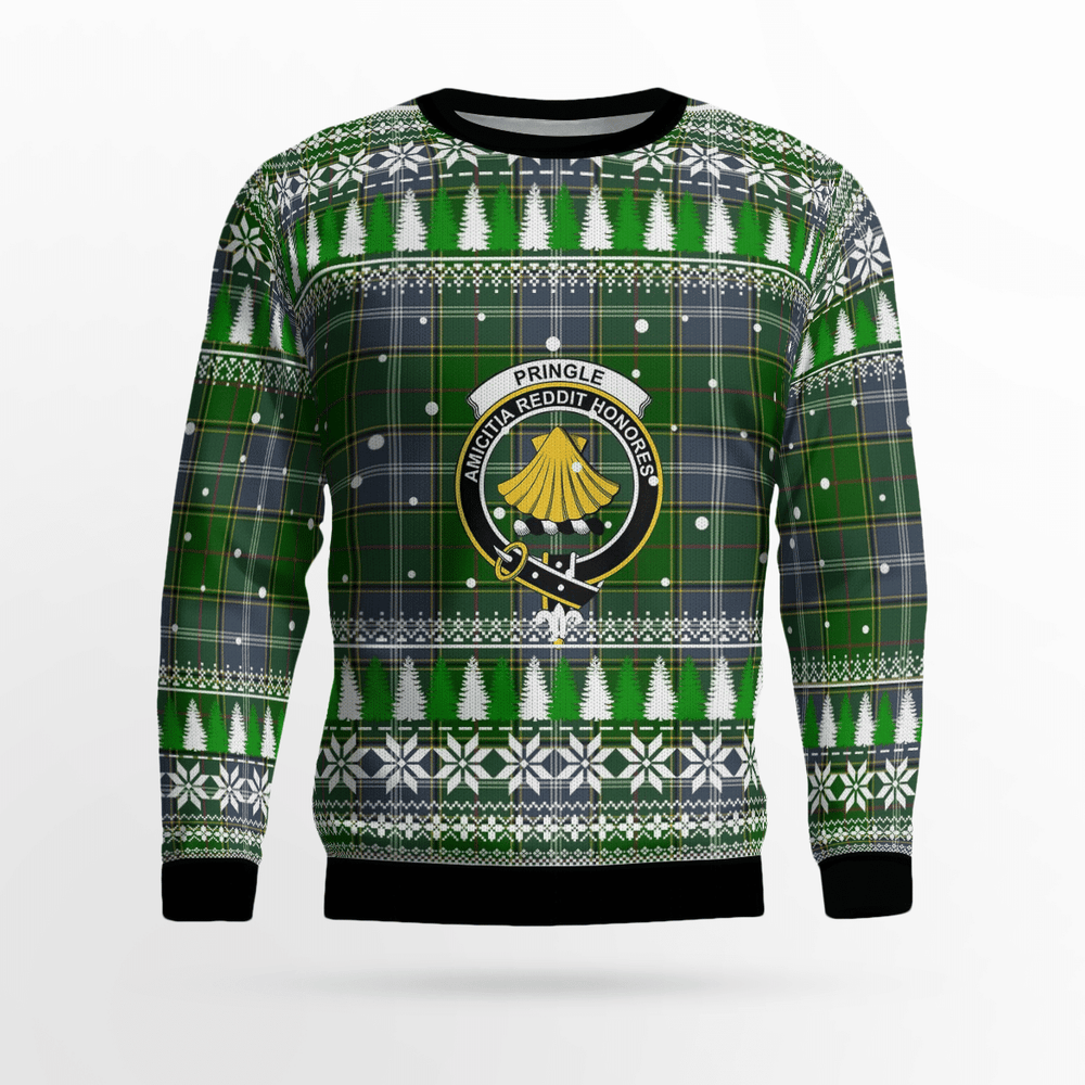 Clan Pringle Crest Tartan Christmas Ugly Sweater WL44 Pringle Crest Tartan Tartan Ugly Sweater   