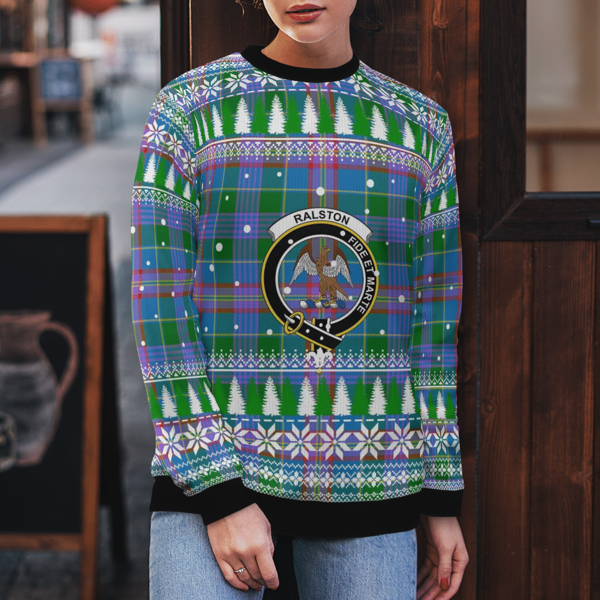 Clan Ralston Crest Tartan Christmas Ugly Sweater BA81 Ralston Crest Tartan Tartan Ugly Sweater   