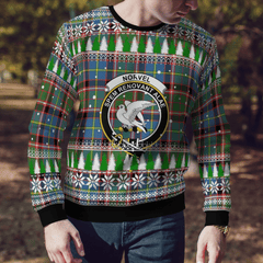 Clan Norvel (Stirling) Crest Tartan Christmas Ugly Sweater KO54 Norvel (Stirling) Crest Tartan Tartan Ugly Sweater   