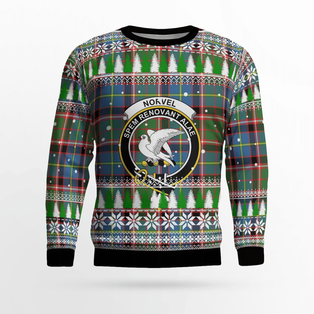 Clan Norvel (Stirling) Crest Tartan Christmas Ugly Sweater KO54 Norvel (Stirling) Crest Tartan Tartan Ugly Sweater   