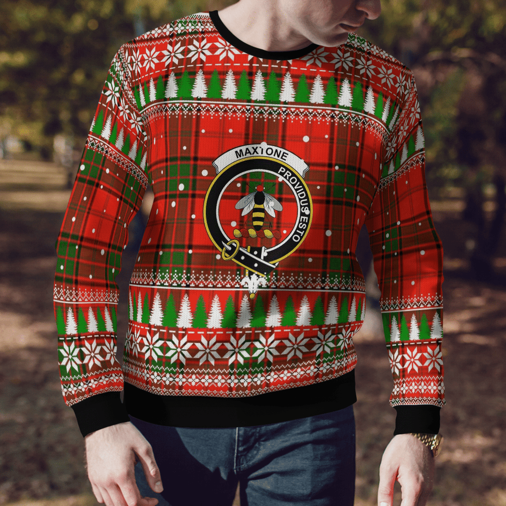 Clan Maxtone Crest Tartan Christmas Ugly Sweater GK56 Maxtone Crest Tartan Tartan Ugly Sweater   