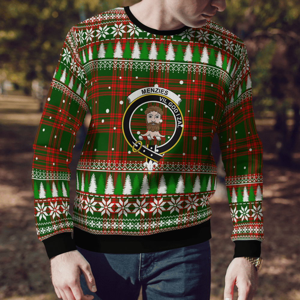 Clan Menzies Green Modern Crest Tartan Christmas Ugly Sweater OJ24 Menzies Green Modern Crest Tartan Tartan Ugly Sweater   