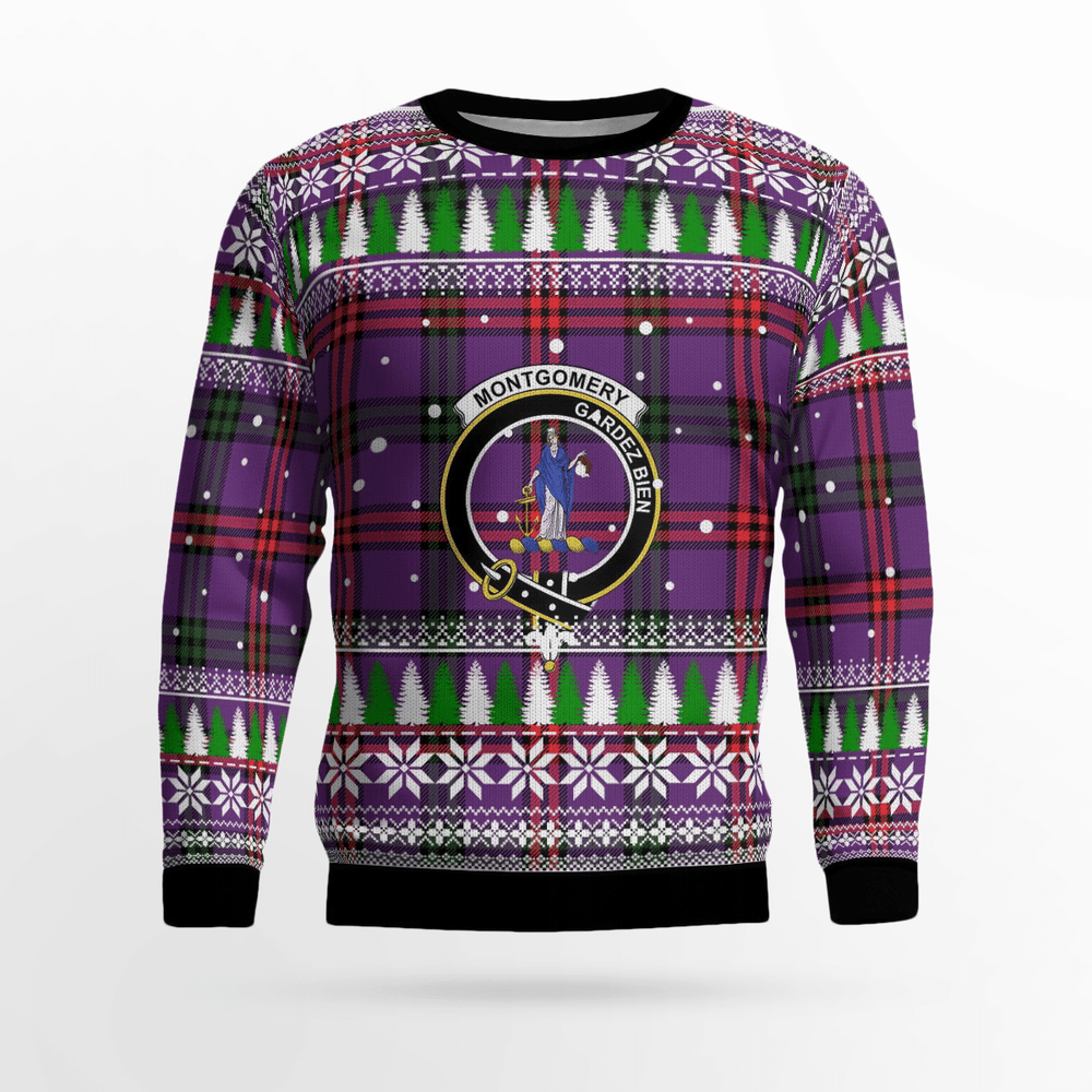 Clan Montgomery Modern Crest Tartan Christmas Ugly Sweater JE99 Montgomery Modern Crest Tartan Tartan Ugly Sweater   