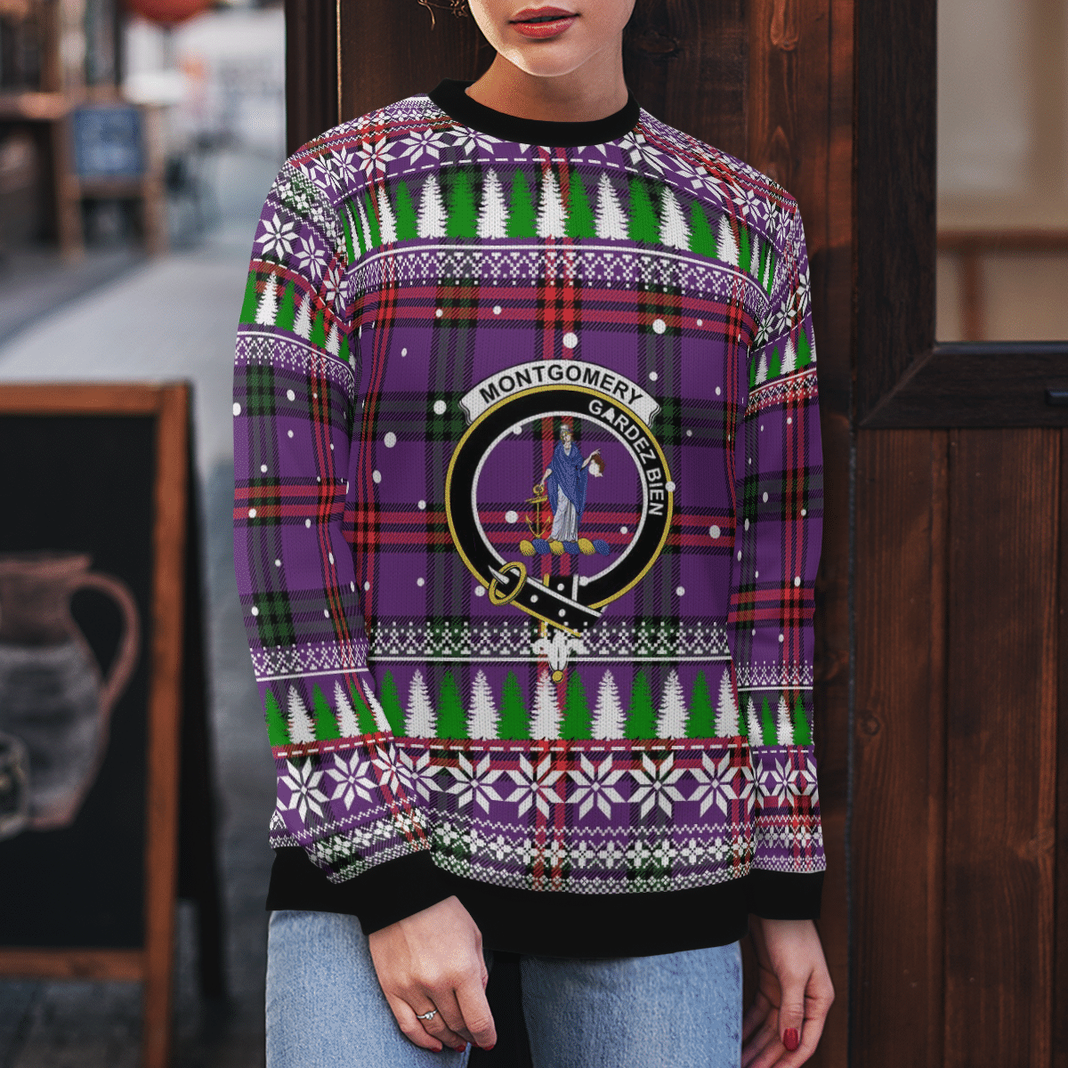Clan Montgomery Modern Crest Tartan Christmas Ugly Sweater JE99 Montgomery Modern Crest Tartan Tartan Ugly Sweater   