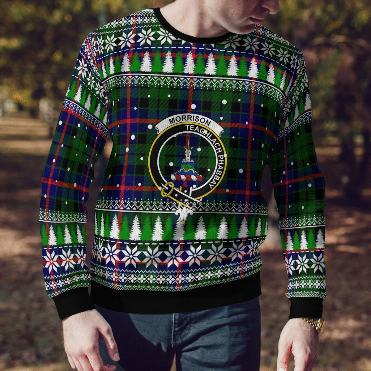 Clan Morrison Modern Crest Tartan Christmas Ugly Sweater OF96 Morrison Modern Crest Tartan Tartan Ugly Sweater   