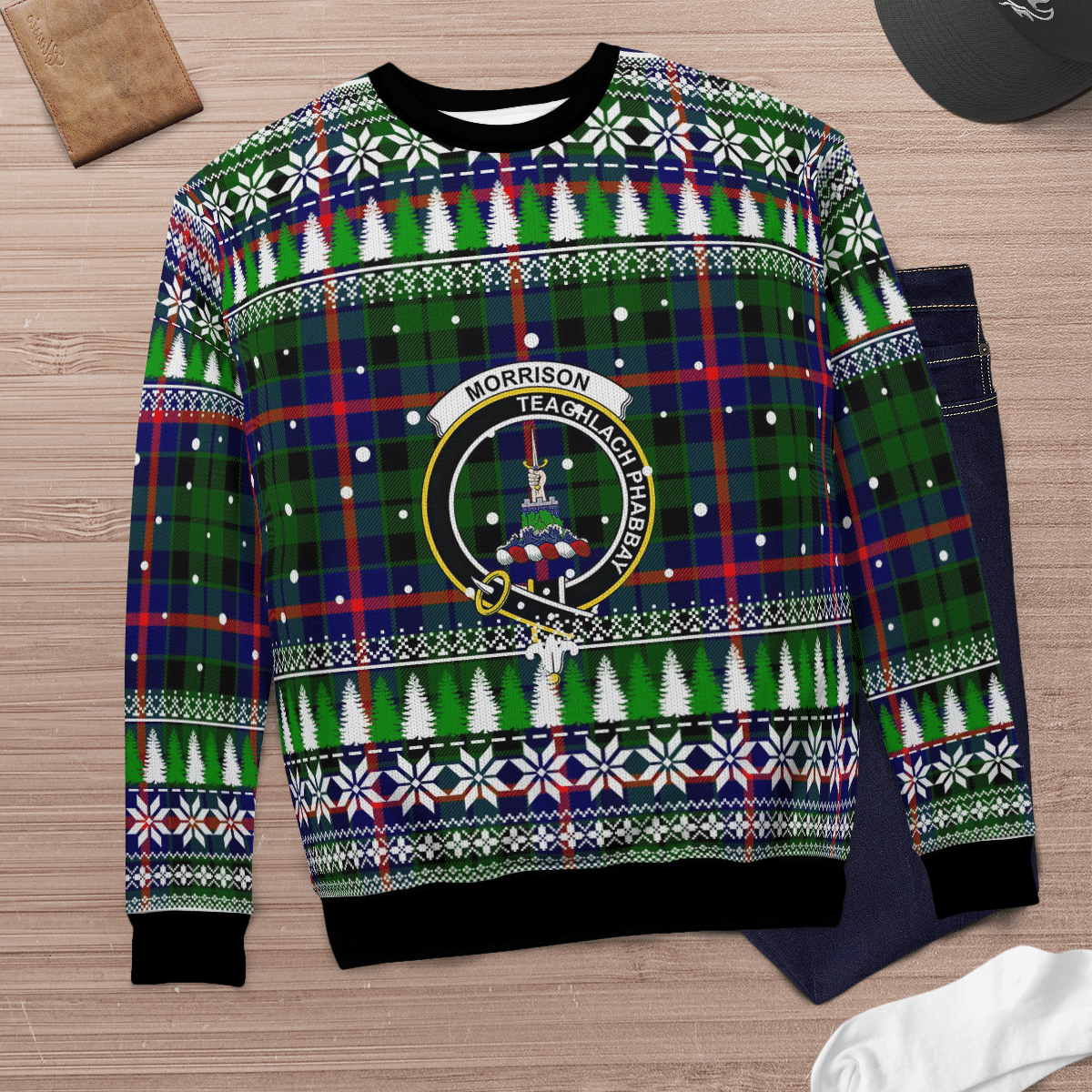 Clan Morrison Modern Crest Tartan Christmas Ugly Sweater OF96 Morrison Modern Crest Tartan Tartan Ugly Sweater   