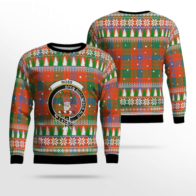 Clan Ross Ancient Crest Tartan Christmas Ugly Sweater