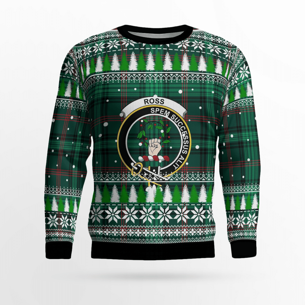 Clan Ross Hunting Modern Crest Tartan Christmas Ugly Sweater HJ50 Ross Hunting Modern Crest Tartan Tartan Ugly Sweater   