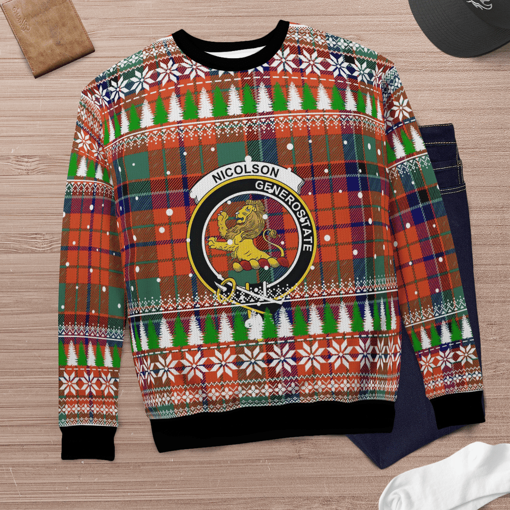 Clan Nicolson Ancient Crest Tartan Christmas Ugly Sweater US37 Nicolson Ancient Crest Tartan Tartan Ugly Sweater   