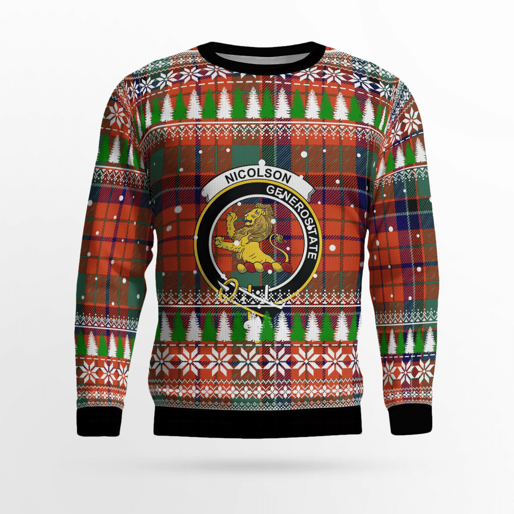 Clan Nicolson Ancient Crest Tartan Christmas Ugly Sweater US37 Nicolson Ancient Crest Tartan Tartan Ugly Sweater   