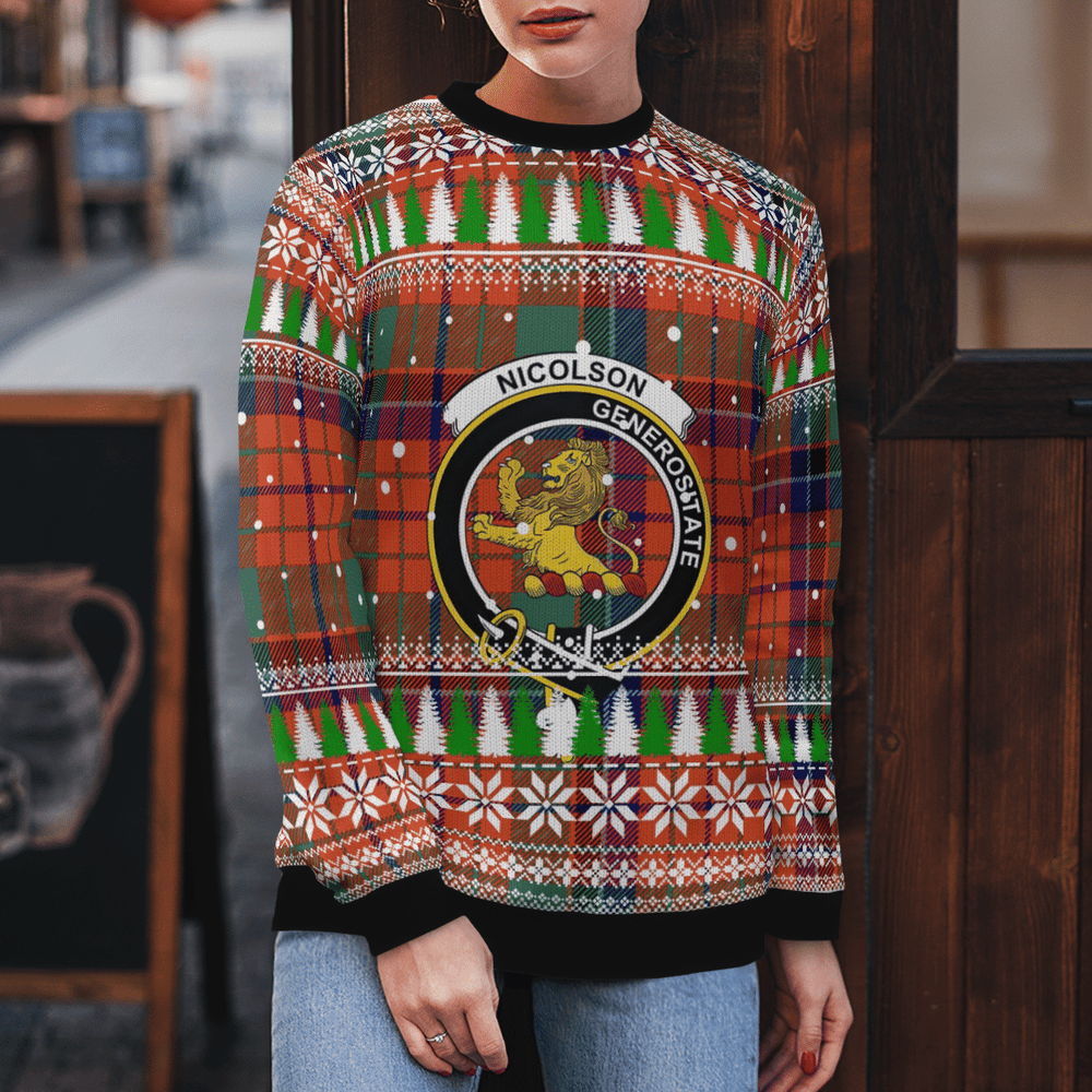Clan Nicolson Ancient Crest Tartan Christmas Ugly Sweater US37 Nicolson Ancient Crest Tartan Tartan Ugly Sweater   