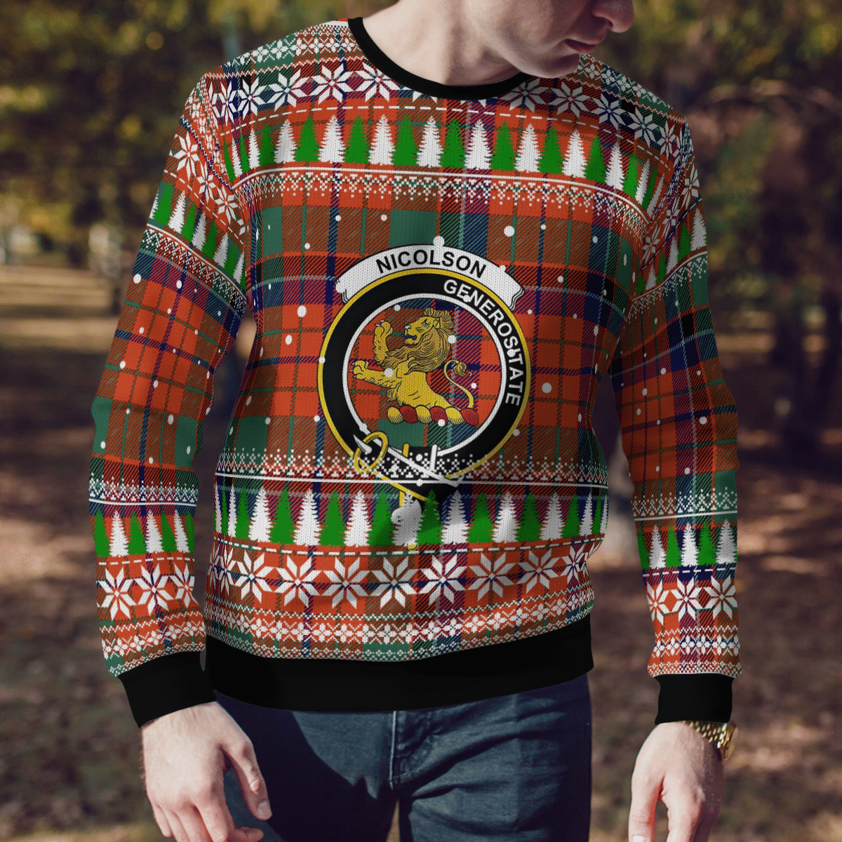 Clan Nicolson Ancient Crest Tartan Christmas Ugly Sweater US37 Nicolson Ancient Crest Tartan Tartan Ugly Sweater   