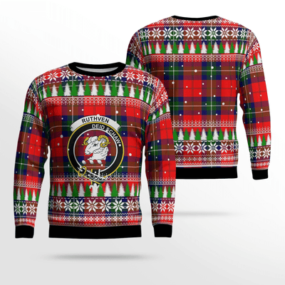 Clan Ruthven Modern Crest Tartan Christmas Ugly Sweater