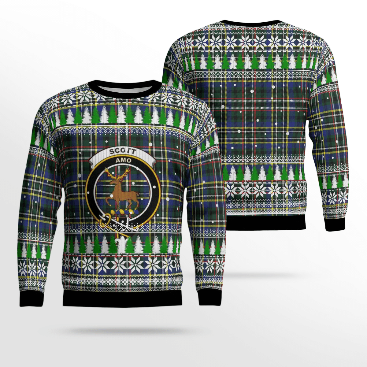 Clan Scott Green Modern Crest Tartan Christmas Ugly Sweater TA69 Scott Green Modern Crest Tartan Tartan Ugly Sweater   