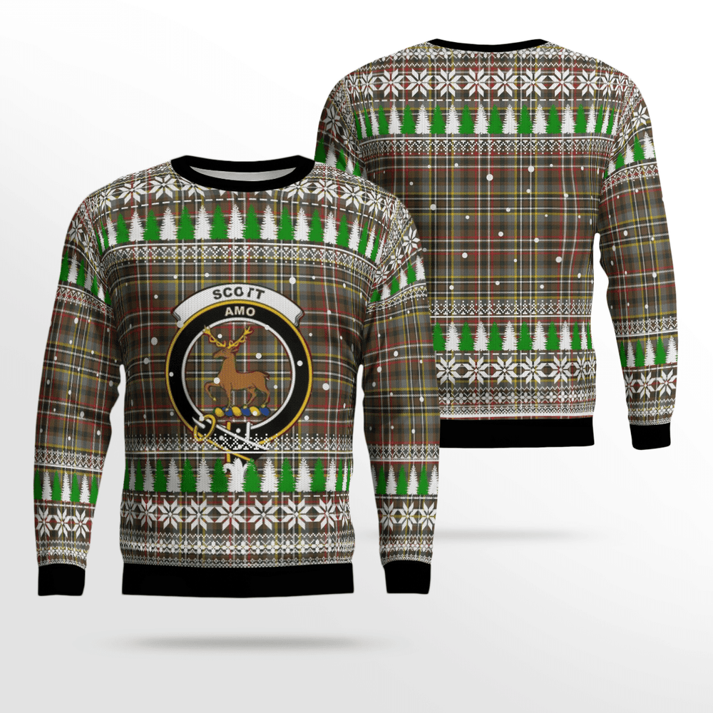Clan Scott Green Weathered Crest Tartan Christmas Ugly Sweater FX82 Scott Green Weathered Crest Tartan Tartan Ugly Sweater   