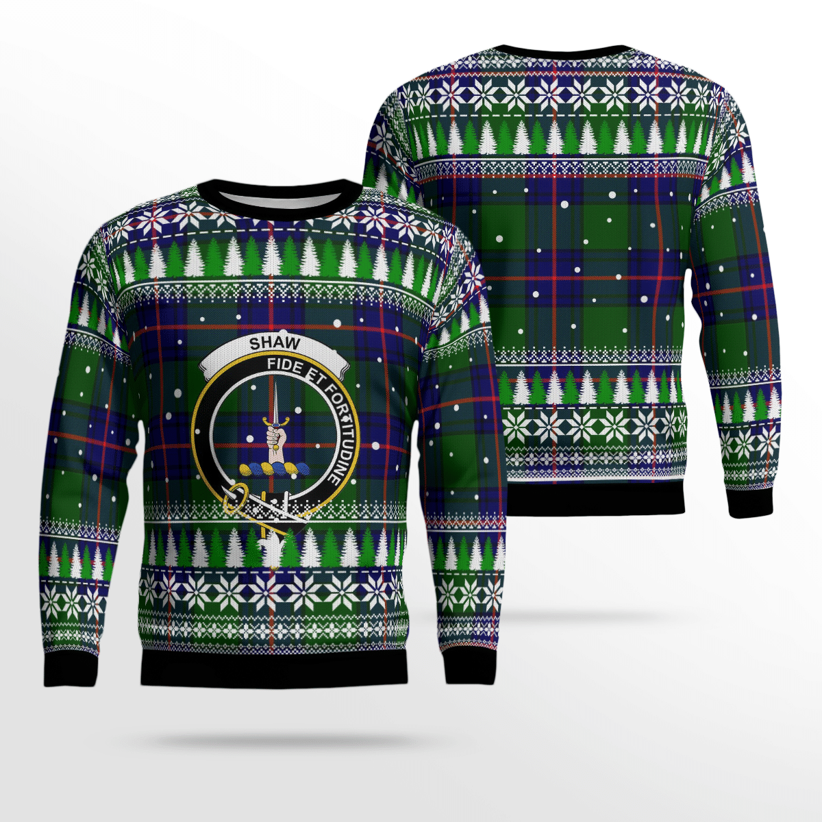 Clan Shaw Modern Crest Tartan Christmas Ugly Sweater MG95 Shaw Modern Crest Tartan Tartan Ugly Sweater   