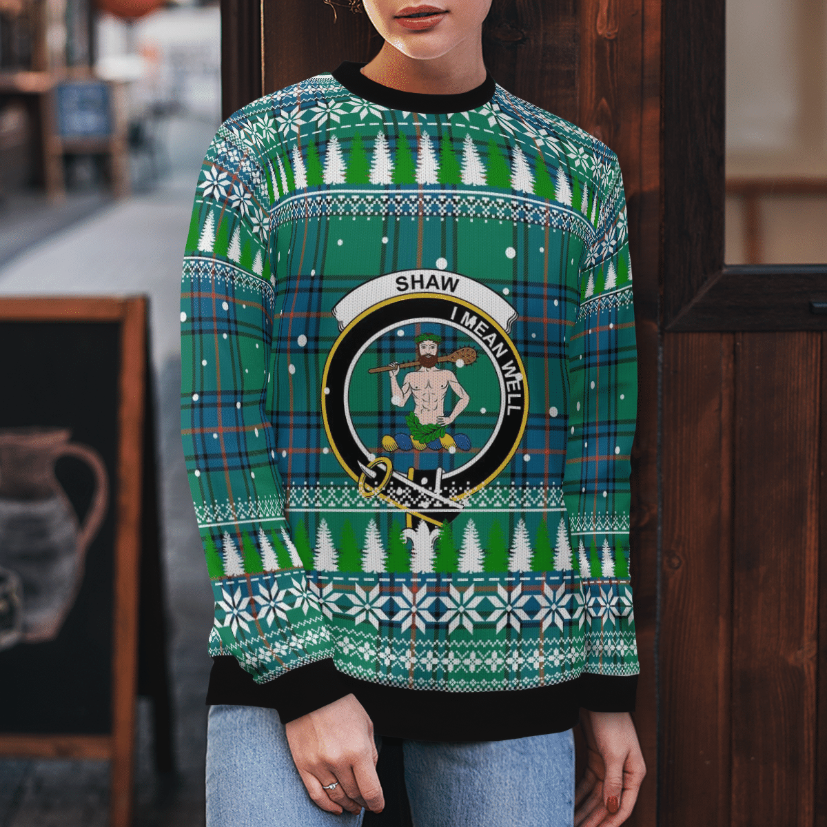 Clan Shaw Ancient Crest Tartan Christmas Ugly Sweater RS24 Shaw Ancient Crest Tartan Tartan Ugly Sweater   
