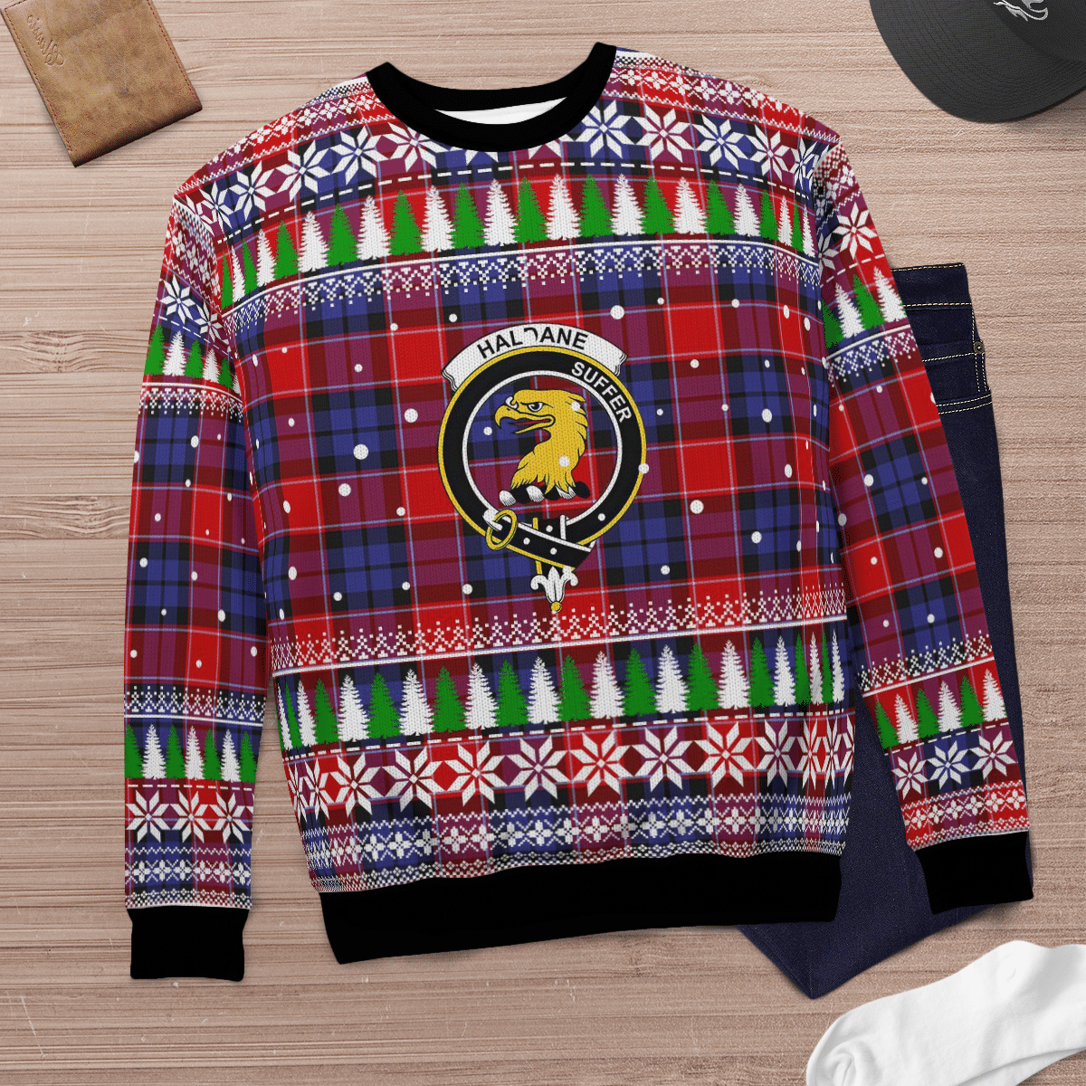 Clan Haldane 1 Crest Tartan Christmas Ugly Sweater OW43 Haldane 1 Crest Tartan Tartan Ugly Sweater   