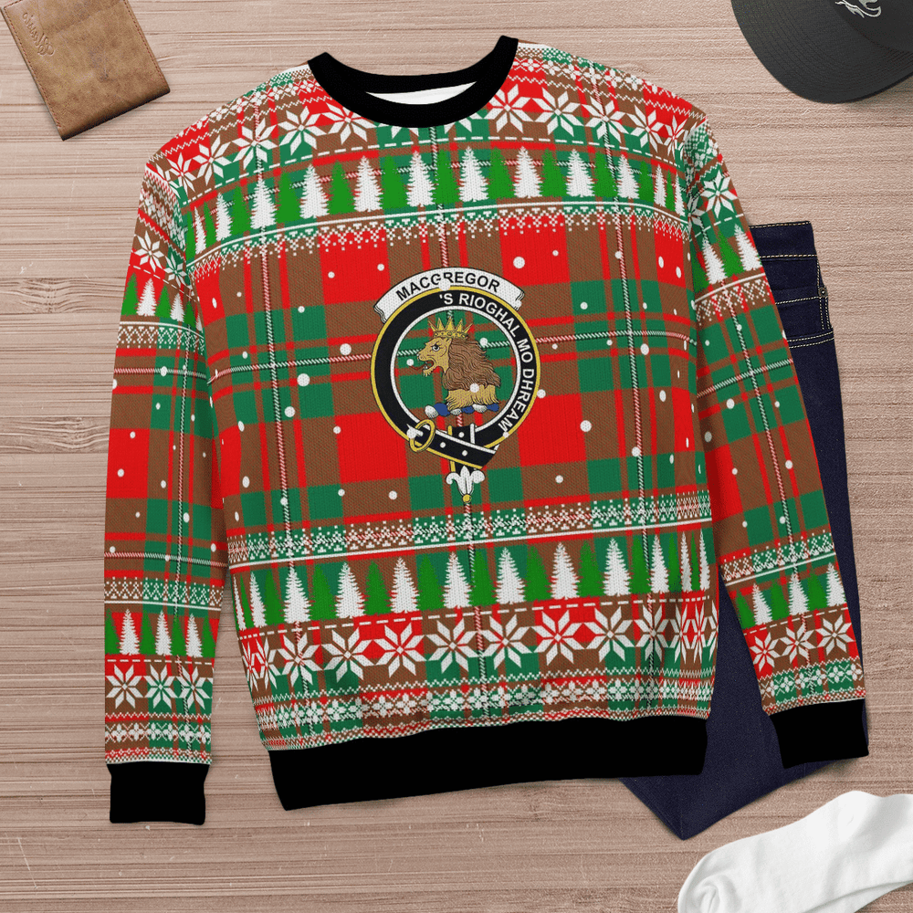 Clan MacGregor Ancient Crest Tartan Christmas Ugly Sweater LH28 MacGregor Ancient Crest Tartan Tartan Ugly Sweater   