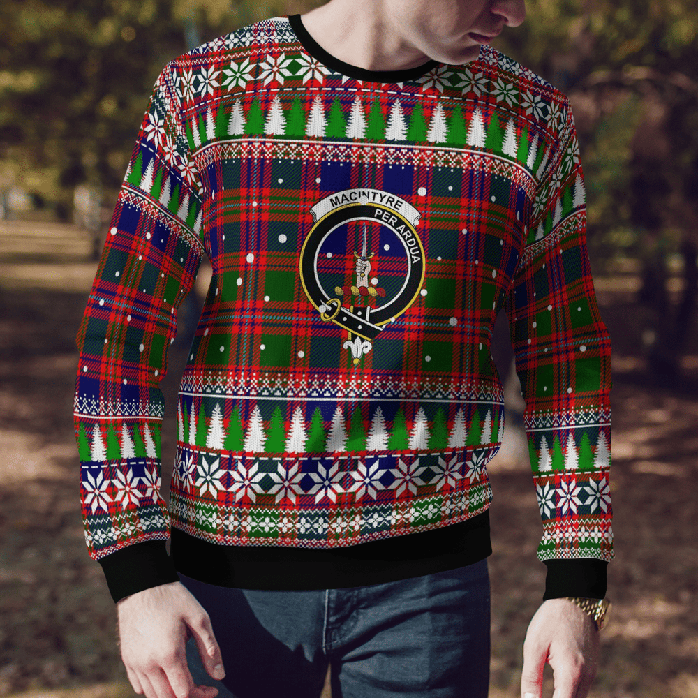 Clan MacIntyre Modern Crest Tartan Christmas Ugly Sweater PQ54 MacIntyre Modern Crest Tartan Tartan Ugly Sweater   
