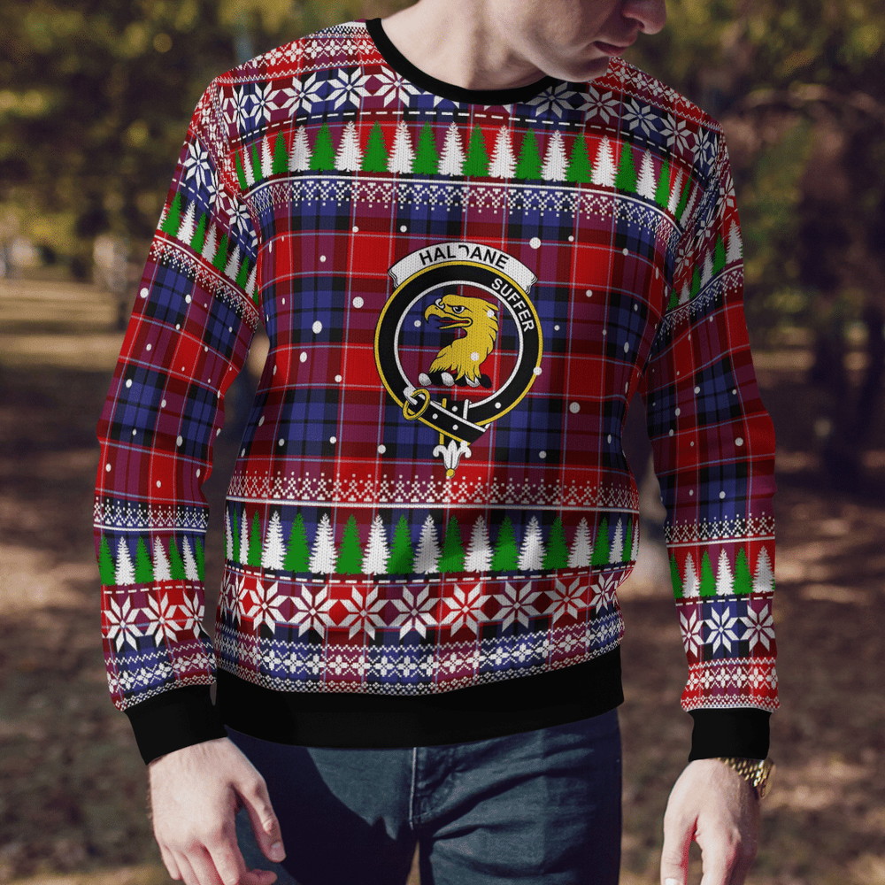 Clan Haldane 1 Crest Tartan Christmas Ugly Sweater OW43 Haldane 1 Crest Tartan Tartan Ugly Sweater   