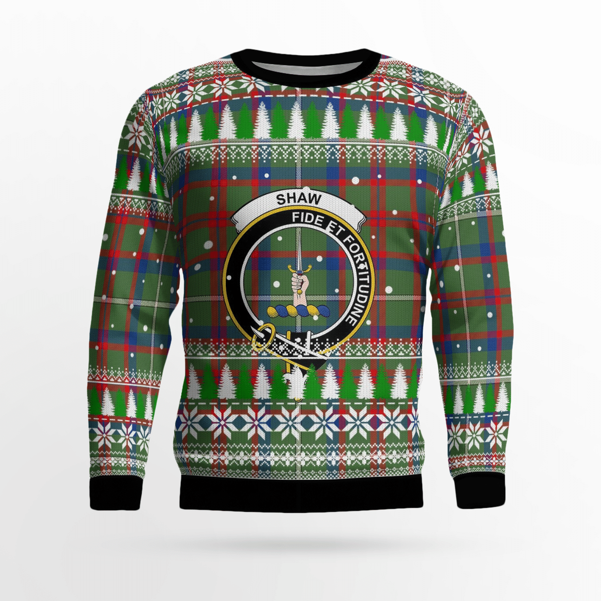 Clan Shaw Green Modern Crest Tartan Christmas Ugly Sweater OB71 Shaw Green Modern Crest Tartan Tartan Ugly Sweater   