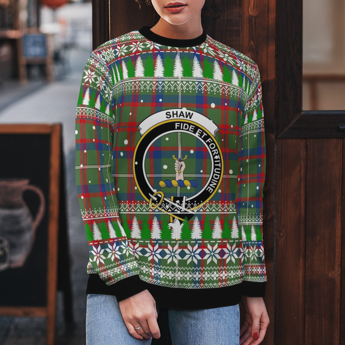 Clan Shaw Green Modern Crest Tartan Christmas Ugly Sweater OB71 Shaw Green Modern Crest Tartan Tartan Ugly Sweater   