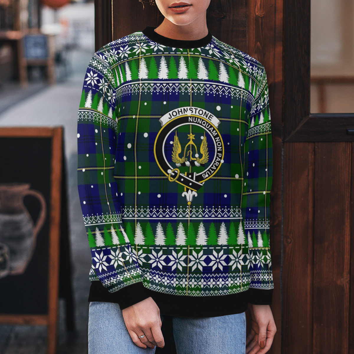 Clan Johnston Modern Crest Tartan Christmas Ugly Sweater DX26 Johnston Modern Crest Tartan Tartan Ugly Sweater   
