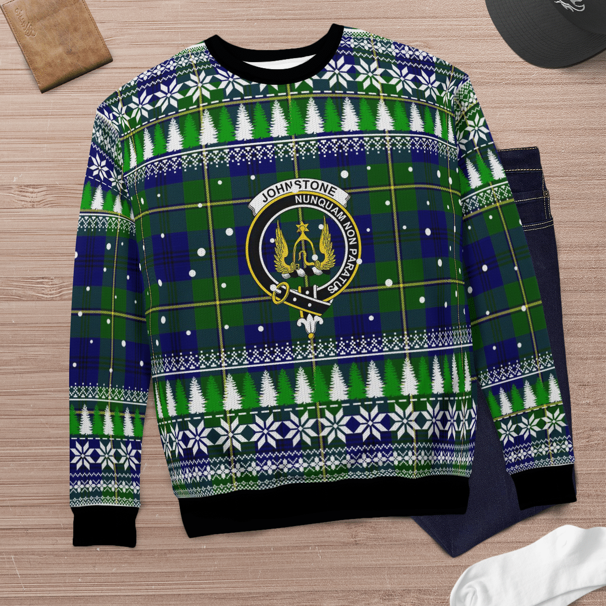 Clan Johnston Modern Crest Tartan Christmas Ugly Sweater DX26 Johnston Modern Crest Tartan Tartan Ugly Sweater   