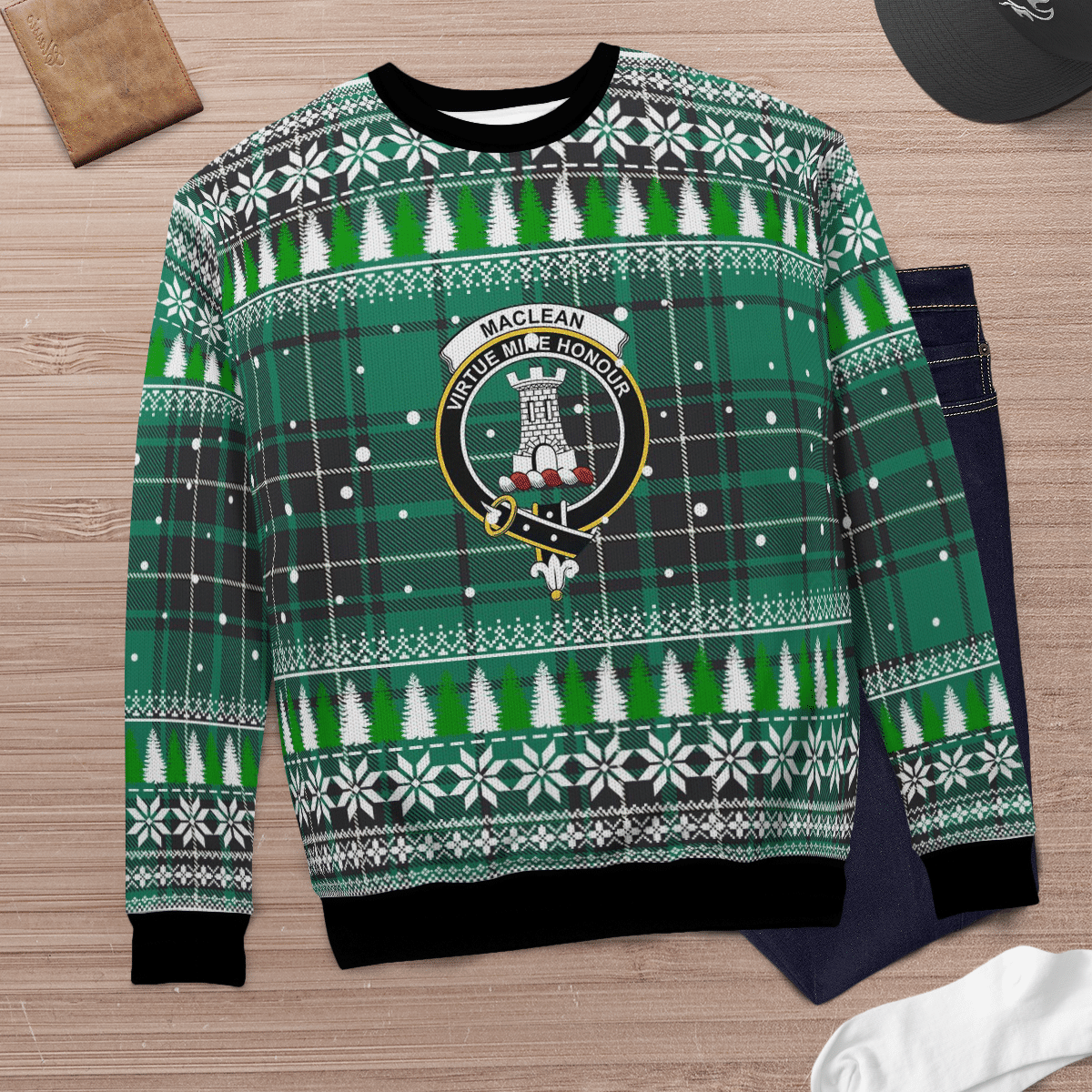 Clan MacLean Hunting Ancient Crest Tartan Christmas Ugly Sweater EF74 MacLean Hunting Ancient Crest Tartan Tartan Ugly Sweater   