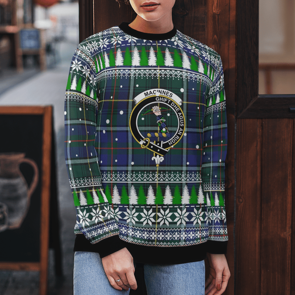 Clan MacInnes Modern Crest Tartan Christmas Ugly Sweater NO10 MacInnes Modern Crest Tartan Tartan Ugly Sweater   