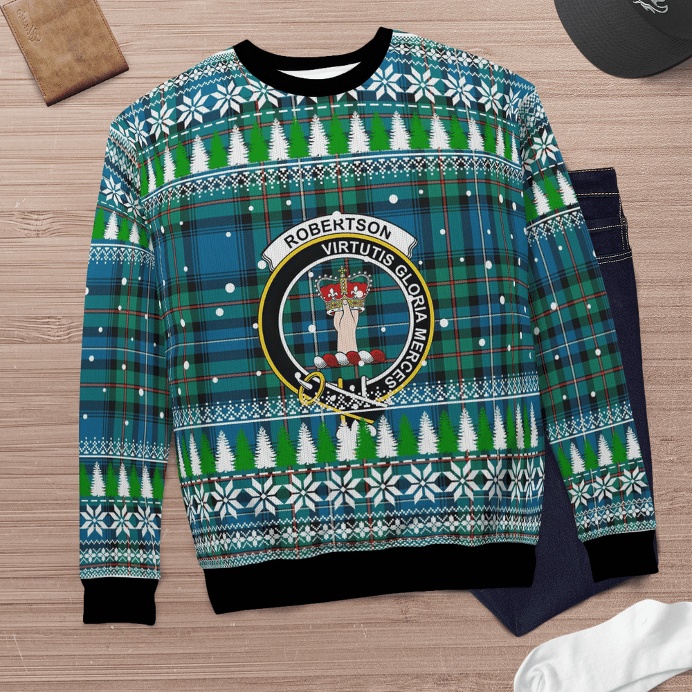 Clan Robertson Hunting Ancient Crest Tartan Christmas Ugly Sweater QE65 Robertson Hunting Ancient Crest Tartan Tartan Ugly Sweater   