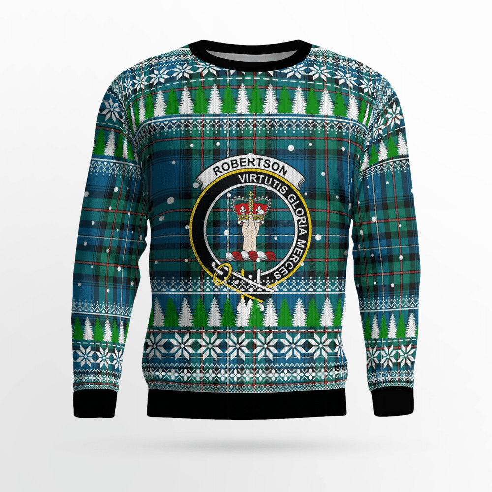 Clan Robertson Hunting Ancient Crest Tartan Christmas Ugly Sweater QE65 Robertson Hunting Ancient Crest Tartan Tartan Ugly Sweater   